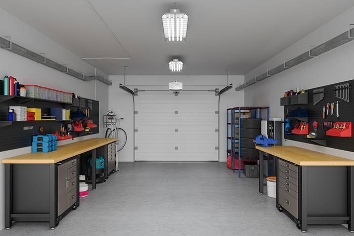 Clean residential garage.